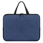 Denim Windowpane Pattern Print Laptop Sleeve With Handle