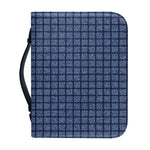 Denim Windowpane Pattern Print Leather Bible Cover
