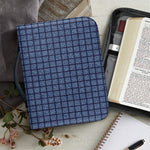 Denim Windowpane Pattern Print Leather Bible Cover