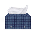Denim Windowpane Pattern Print Leather Tissue Box Cover