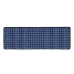 Denim Windowpane Pattern Print Long Kitchen Mat