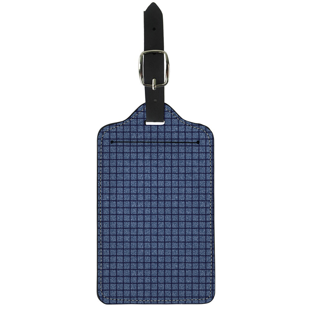 Denim Windowpane Pattern Print Luggage Tag