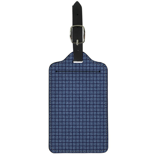 Denim Windowpane Pattern Print Luggage Tag
