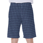 Denim Windowpane Pattern Print Men's Beach Shorts