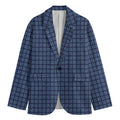Denim Windowpane Pattern Print Men's Blazer