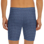Denim Windowpane Pattern Print Men's Long Boxer Briefs