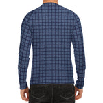 Denim Windowpane Pattern Print Men's Long Sleeve Rash Guard