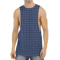 Denim Windowpane Pattern Print Men's Muscle Tank Top