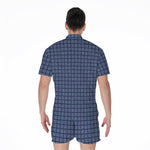 Denim Windowpane Pattern Print Men's Rompers