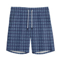 Denim Windowpane Pattern Print Men's Athletic Shorts