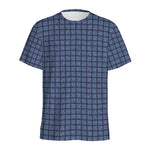 Denim Windowpane Pattern Print Men's Sports T-Shirt