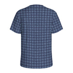 Denim Windowpane Pattern Print Men's Sports T-Shirt