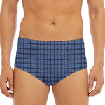 Denim Windowpane Pattern Print Men's Triangle Swim Briefs
