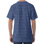 Denim Windowpane Pattern Print Men's Velvet T-Shirt