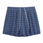 Denim Windowpane Pattern Print Mesh Shorts