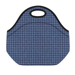 Denim Windowpane Pattern Print Neoprene Lunch Bag