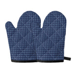 Denim Windowpane Pattern Print Oven Mitts