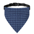 Denim Windowpane Pattern Print Over The Collar Dog Bandana