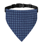 Denim Windowpane Pattern Print Over The Collar Dog Bandana