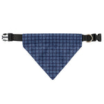 Denim Windowpane Pattern Print Over The Collar Dog Bandana