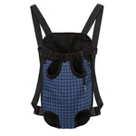 Denim Windowpane Pattern Print Pet Carrier Backpack