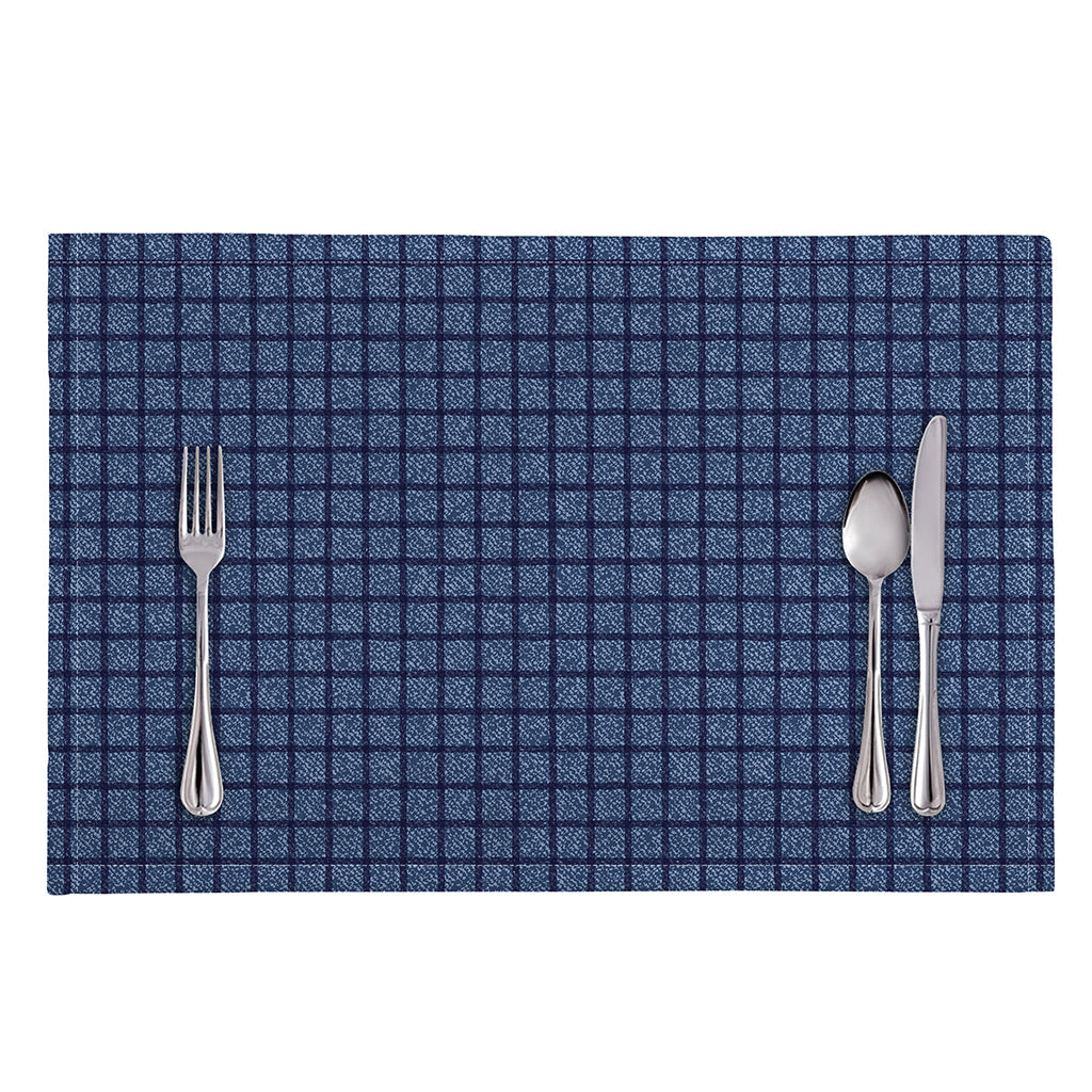 Denim Windowpane Pattern Print Placemat