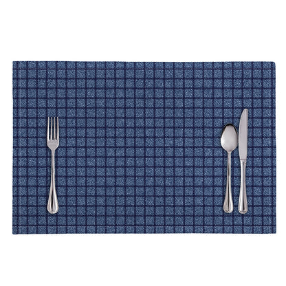 Denim Windowpane Pattern Print Placemat