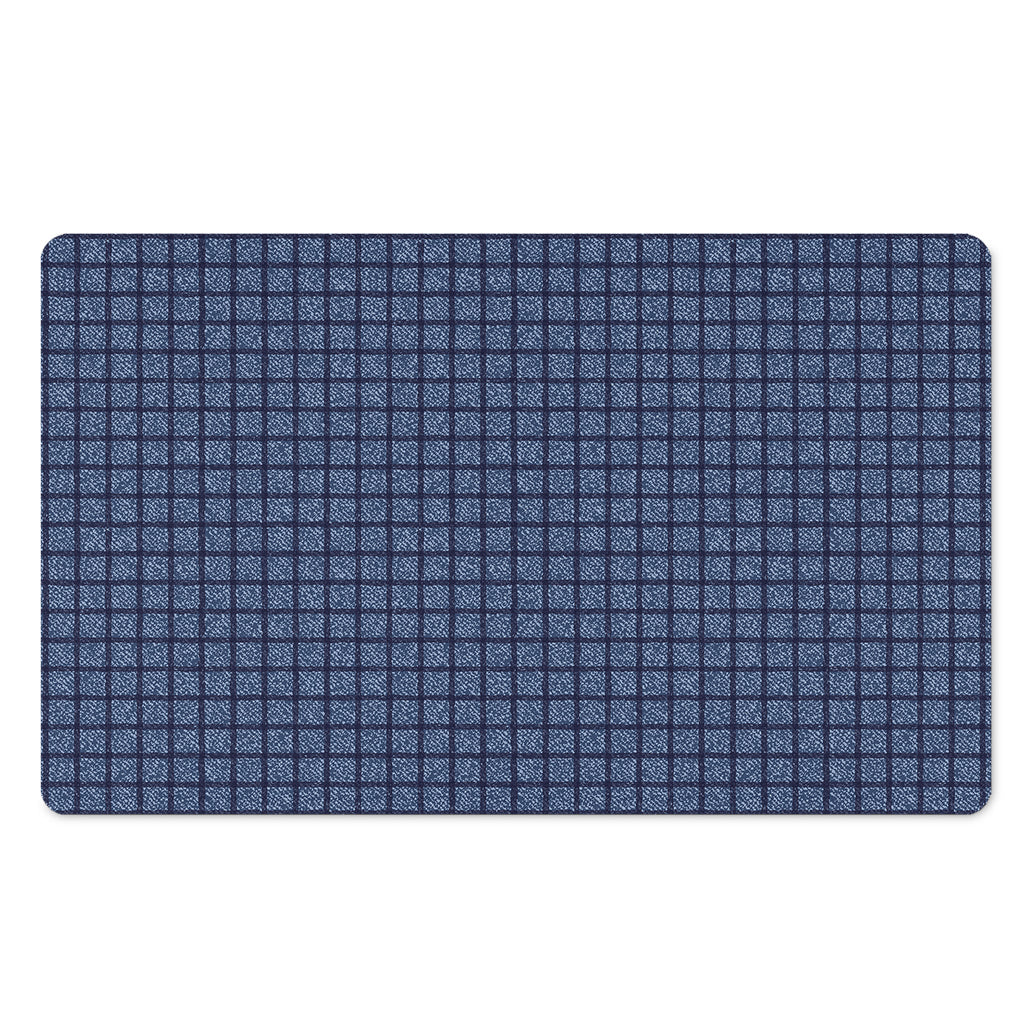 Denim Windowpane Pattern Print Polyester Doormat