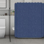 Denim Windowpane Pattern Print Polyester Shower Curtain