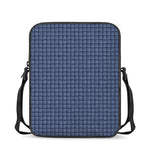 Denim Windowpane Pattern Print Rectangular Crossbody Bag
