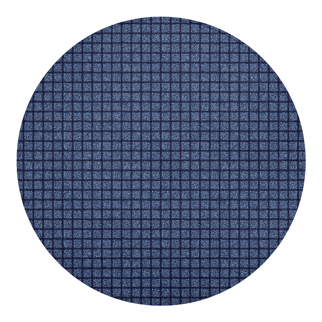 Denim Windowpane Pattern Print Round Blanket