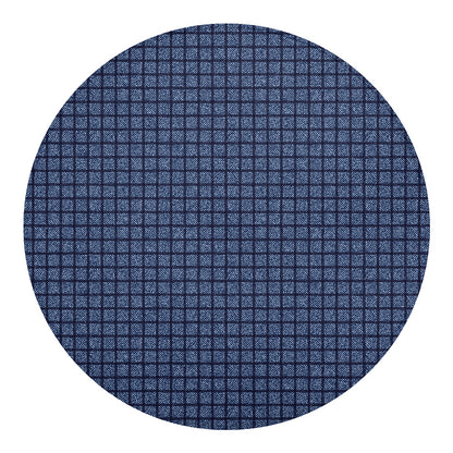 Denim Windowpane Pattern Print Round Blanket