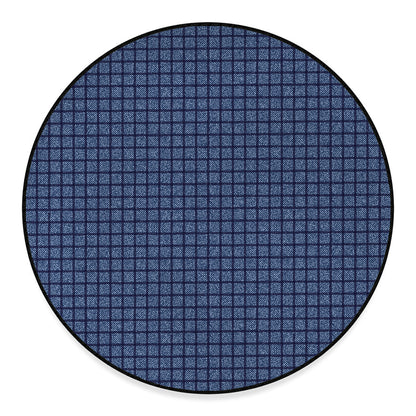 Denim Windowpane Pattern Print Round Floor Mat
