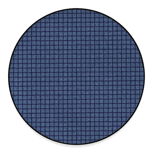Denim Windowpane Pattern Print Round Floor Mat