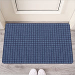 Denim Windowpane Pattern Print Rubber Doormat