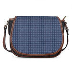 Denim Windowpane Pattern Print Saddle Bag
