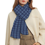 Denim Windowpane Pattern Print Scarf