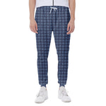 Denim Windowpane Pattern Print Scuba Joggers