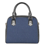 Denim Windowpane Pattern Print Shoulder Handbag