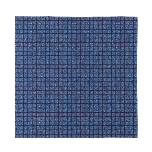 Denim Windowpane Pattern Print Silk Bandana
