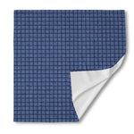 Denim Windowpane Pattern Print Silk Bandana