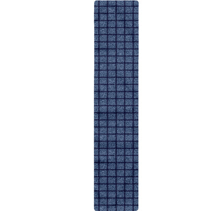 Denim Windowpane Pattern Print Table Runner