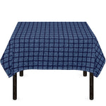 Denim Windowpane Pattern Print Tablecloth