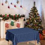 Denim Windowpane Pattern Print Tablecloth