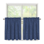 Denim Windowpane Pattern Print Tier Curtains