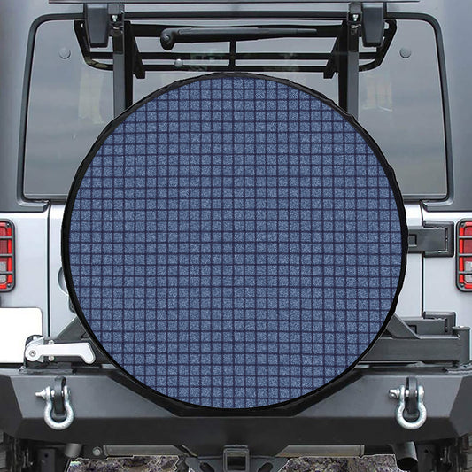 Denim Windowpane Pattern Print Tire Cover