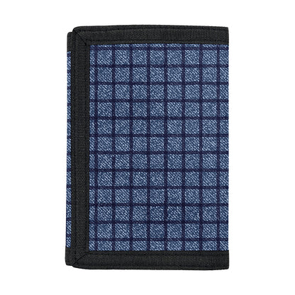Denim Windowpane Pattern Print Trifold Wallet