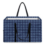 Denim Windowpane Pattern Print Utility Tote Bag