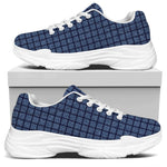 Denim Windowpane Pattern Print White Chunky Shoes