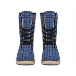 Denim Windowpane Pattern Print Winter Boots